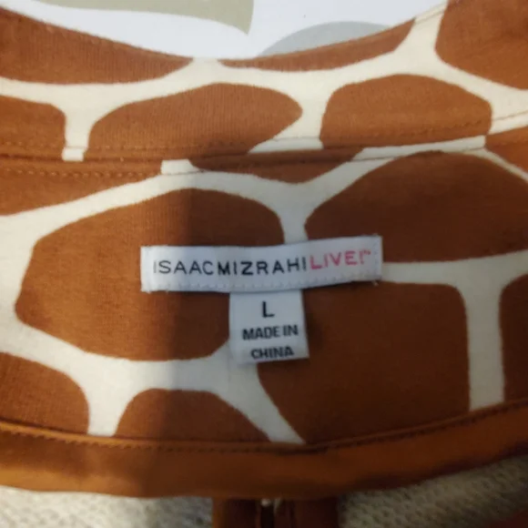 Isaac Mizrahi Size L Giraffe print double gold button 100% Cotton jacket - Picture 2 of 10
